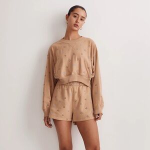 Madewell Terry dot Daisy sweatshirt shorts lounge set